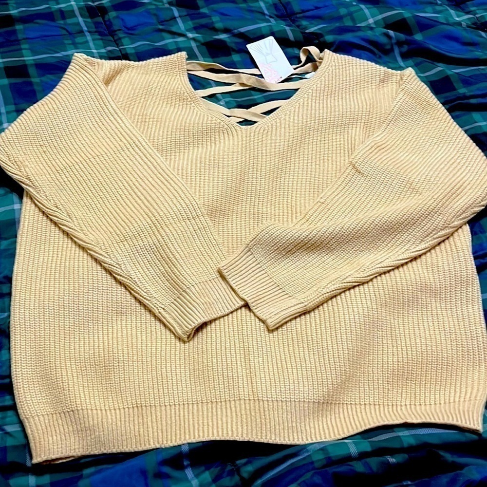 NWT  size Large sweater with vneck and vneck with criss-cross in the back